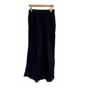 Intimately Free People Everything Wide-Leg Sleep Pant Black Crinkle Cotton Small